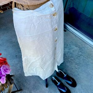 Loft linen long white skirt Size medium